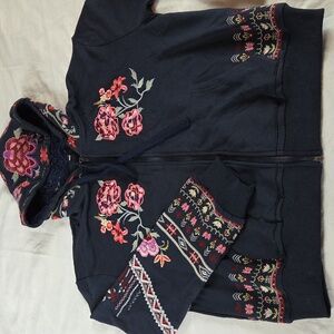 AK Floral Embroidered Hoodie 2XL NEW Navy BLUE